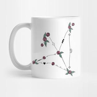 Aquila (The Eagle) Constellation Roses and Hearts Doodle Mug